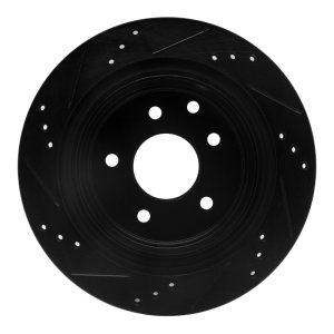 Infiniti G35 Brake Rotor (1) - Rear Right - R1 Concepts - Drilled & Slotted - Black - `02-`25